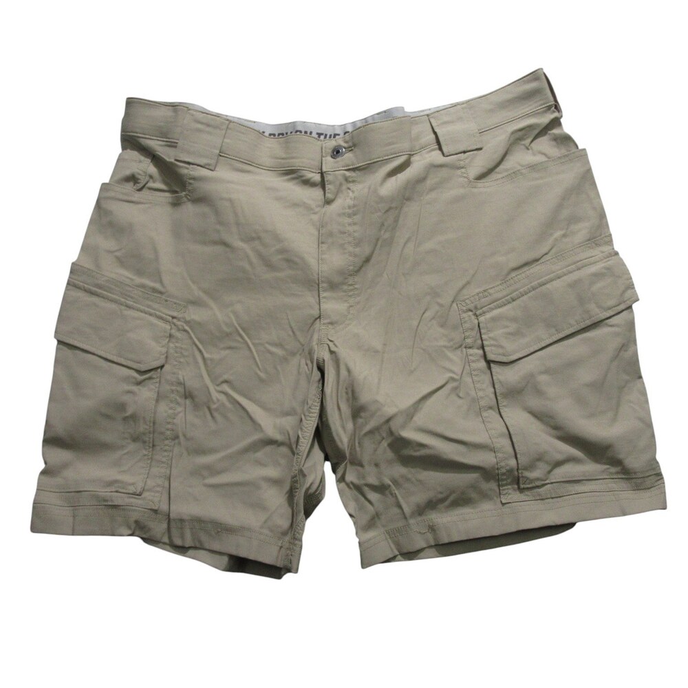Duluth Trading Mens Cargo Shorts 44 x 9 Relaxed Fit Khaki Stretch Nylon